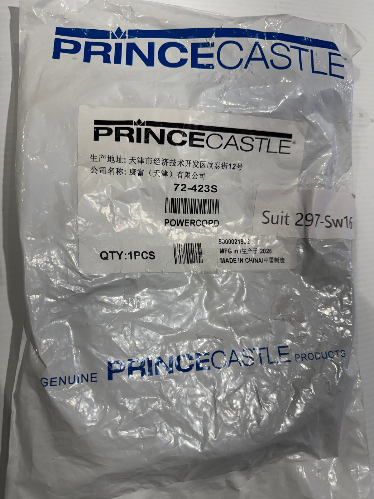 Prince Castle Power Cord Kit 250 Volt 30 Amp 72-423S