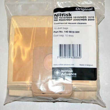 NILFISK BAGS 1408618000 DISPOSABLE 10 PACK FOR GD1010 GENUINE IN HEIDELBERG