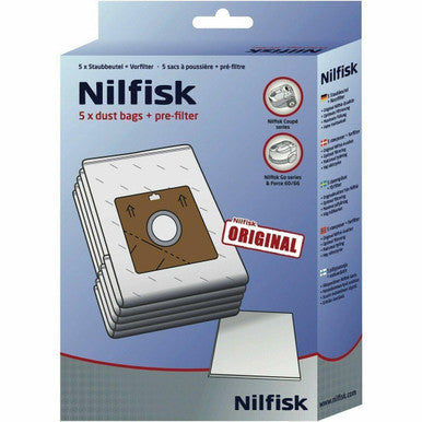 NILFISK DISPOSABLE 5 BAGS FOR 78602600 COUPE GO FORCE COMPACT GENUINE HEIDELBERG
