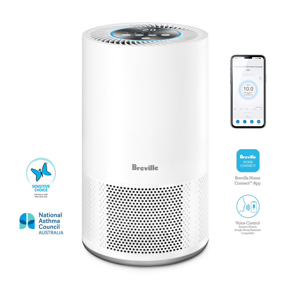 Breville The Smart Air Viral Protect Plus Compact Air Purifier