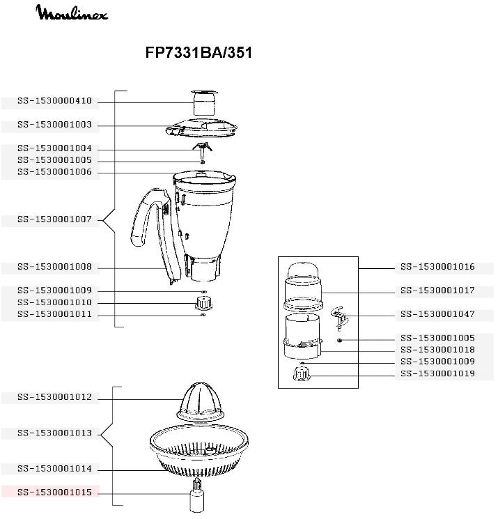 Tefal SS-1530001015 Coupling for FP73 Food Processor Odacio 3