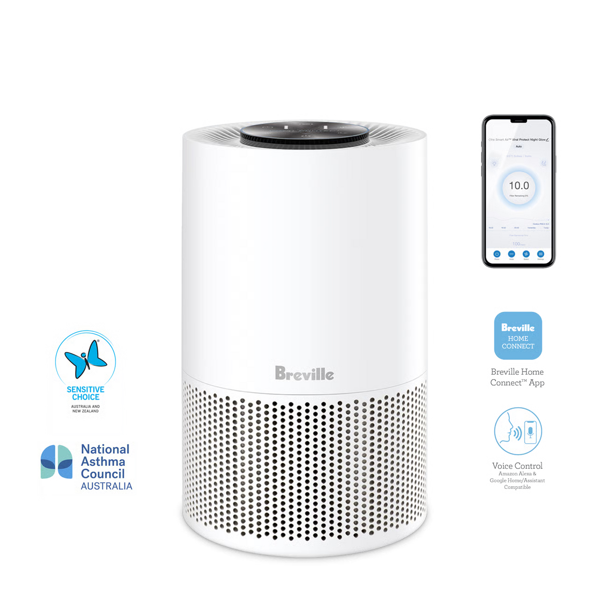 Breville The Smart Air Viral Protect Night Glow Purifier