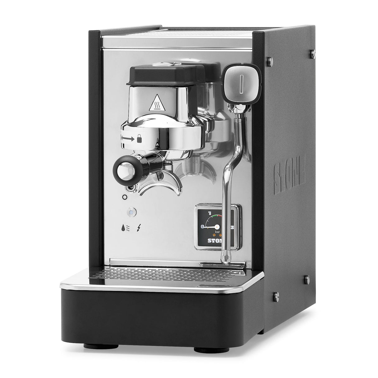 Stone Lite espresso machine in Black – side view
