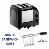 DUALIT TOASTER 2 SLICE GLOSS BLACK NEWGEN 27067 / DU02BKGng WITH 5 YR WTY