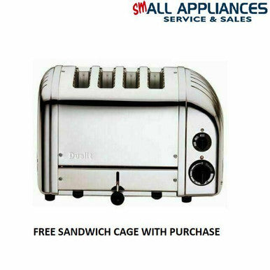 DUALIT TOASTER 4 SLICE POLISHED WITH 1 SANDWICH CAGE 40590 5 YEAR WTY HEIDELBERG
