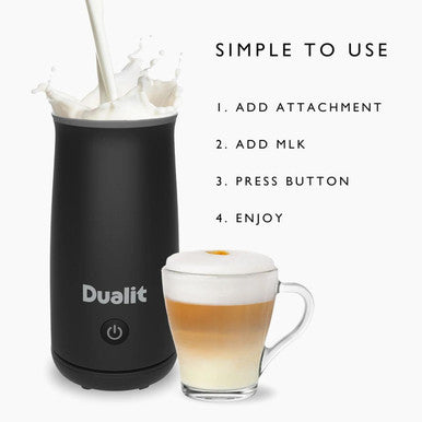 Dualit Hot Chocolate Maker & Milk Frother – One-Touch Barista‑Style Black
