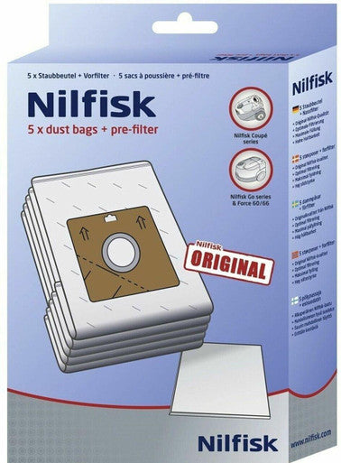 NILFISK DISPOSABLE 5 BAGS FOR 78602600 COUPE GO FORCE COMPACT GENUINE HEIDELBERG